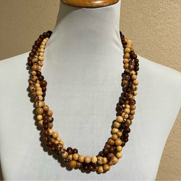 Beaded multiple twisted strands adjustable length necklace - Picture 1 of 5